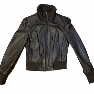 Halogen Leather Bomber Jacket
